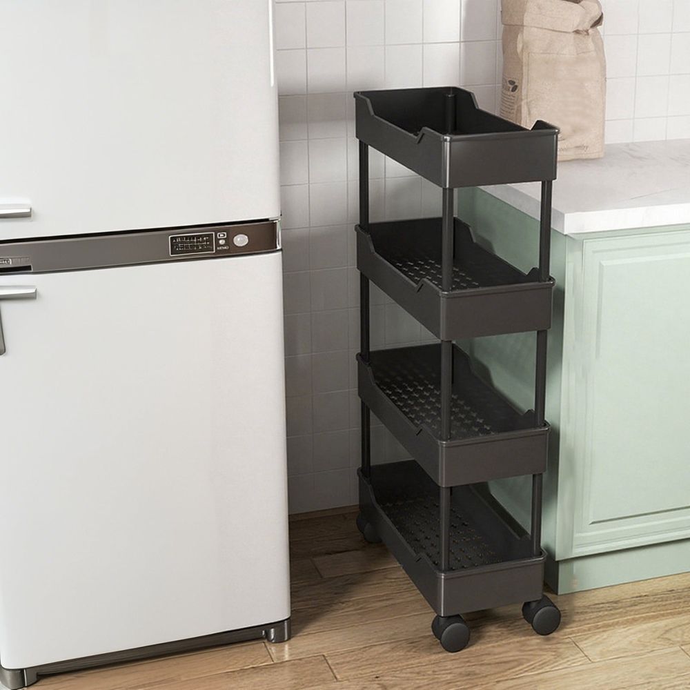 4 Tier Slim Rolling Storage Carts with Wheels,Stables and Sturdy White Rolling Storage Carts,Mobile Storage Rack,Durables and Convenient,Easys to Install,Suitable for Kitchen Bathroom Living Room