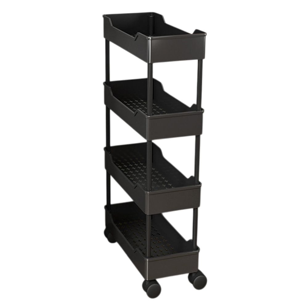 4 Tier Slim Rolling Storage Carts with Wheels,Stables and Sturdy White Rolling Storage Carts,Mobile Storage Rack,Durables and Convenient,Easys to Install,Suitable for Kitchen Bathroom Living Room