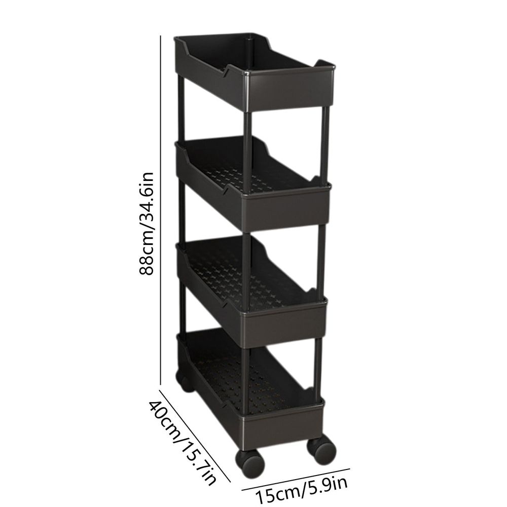 4 Tier Slim Rolling Storage Carts with Wheels,Stables and Sturdy White Rolling Storage Carts,Mobile Storage Rack,Durables and Convenient,Easys to Install,Suitable for Kitchen Bathroom Living Room