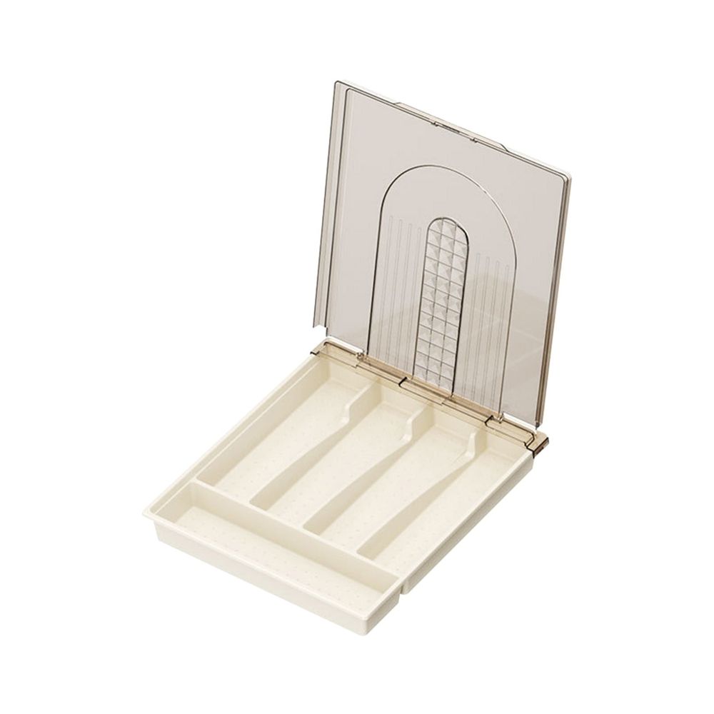 Flatware Storage Tray with Lid,11x13Inch Kitchen Drawer Organizer Tray with 5 Compartments,Storage Holders for Countertop,Multi Functional and Space Saving,Suitable for Holding Cutlery