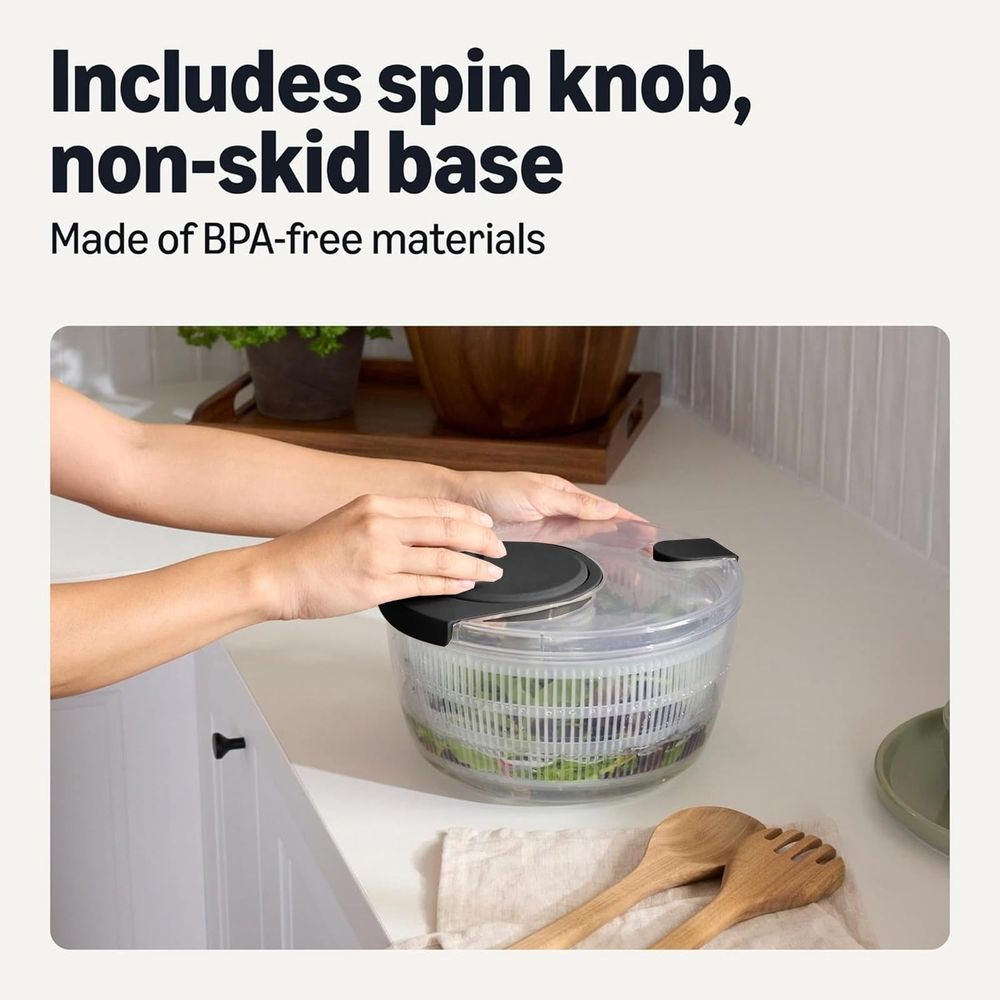 4.2 Quarts Large Capacity Manual Salad Spinner, Kitchen Vegetable and Fruit Dryer, Hand-Powered Dehydrator, BPA-Free