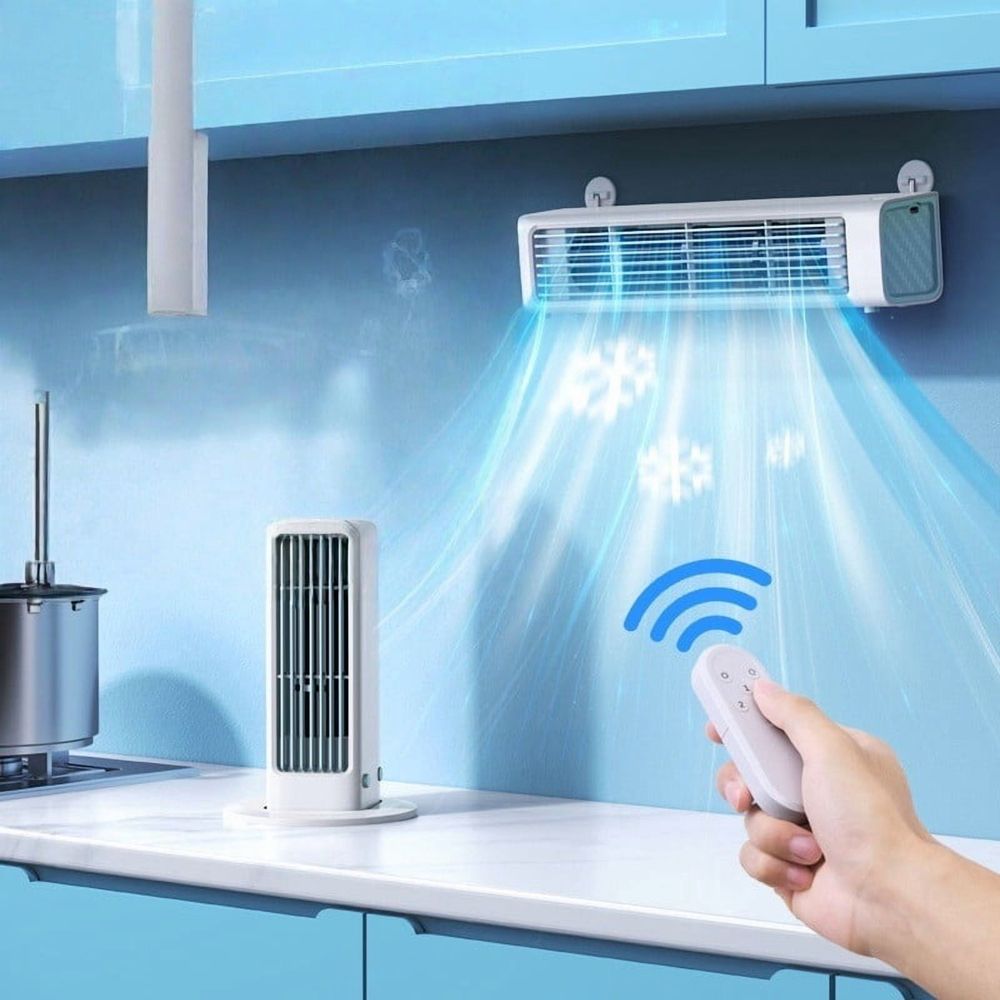 Mini Air Conditioner with USB-C - Rechargeable Bladeless Fan for Bedroom, Office, Dorm, Car, Evaporative Mini Air Conditioner