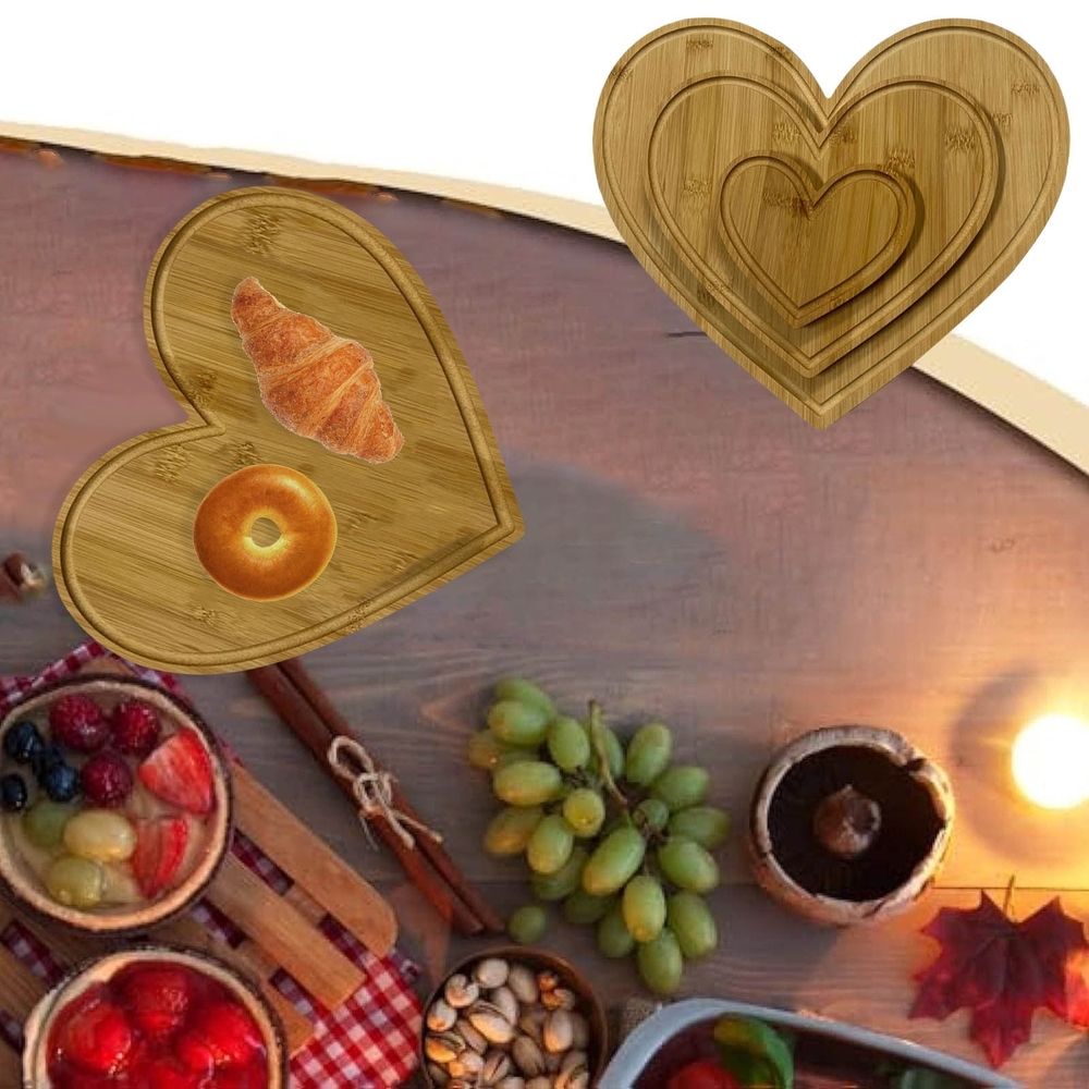 Heart Shaped Cutting Board Wood Breadboard Cheese Platter Cooked Food Board For Meat Cheese And Vegetables Valentine's Day Sheet Pans for Baking Cakes Baking Drying Racks Stainless Steel Silicone