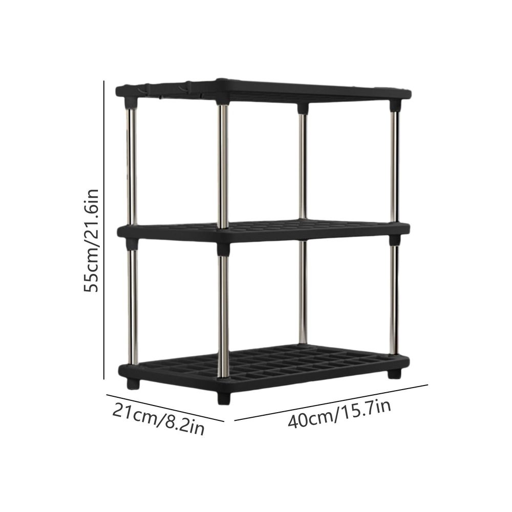 Utility rack, shelf unit, 3 tier heavy duty storage shelf, stable structure, for kitchen bathroom pantry laundry room organization