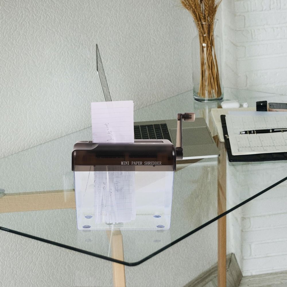 Compact Portable Paper Shredder for Home Use, ABS Material, Lightweight Design in Grey Color