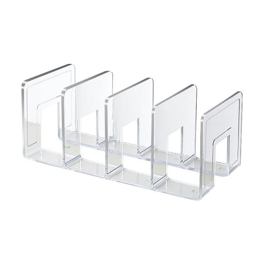 1 Pack Acrylic File Sorter, 4 Compartments Plastics Invisible Bookshelf Floating, Thick Office Storage Stand Rack for Book, Clutch Divider