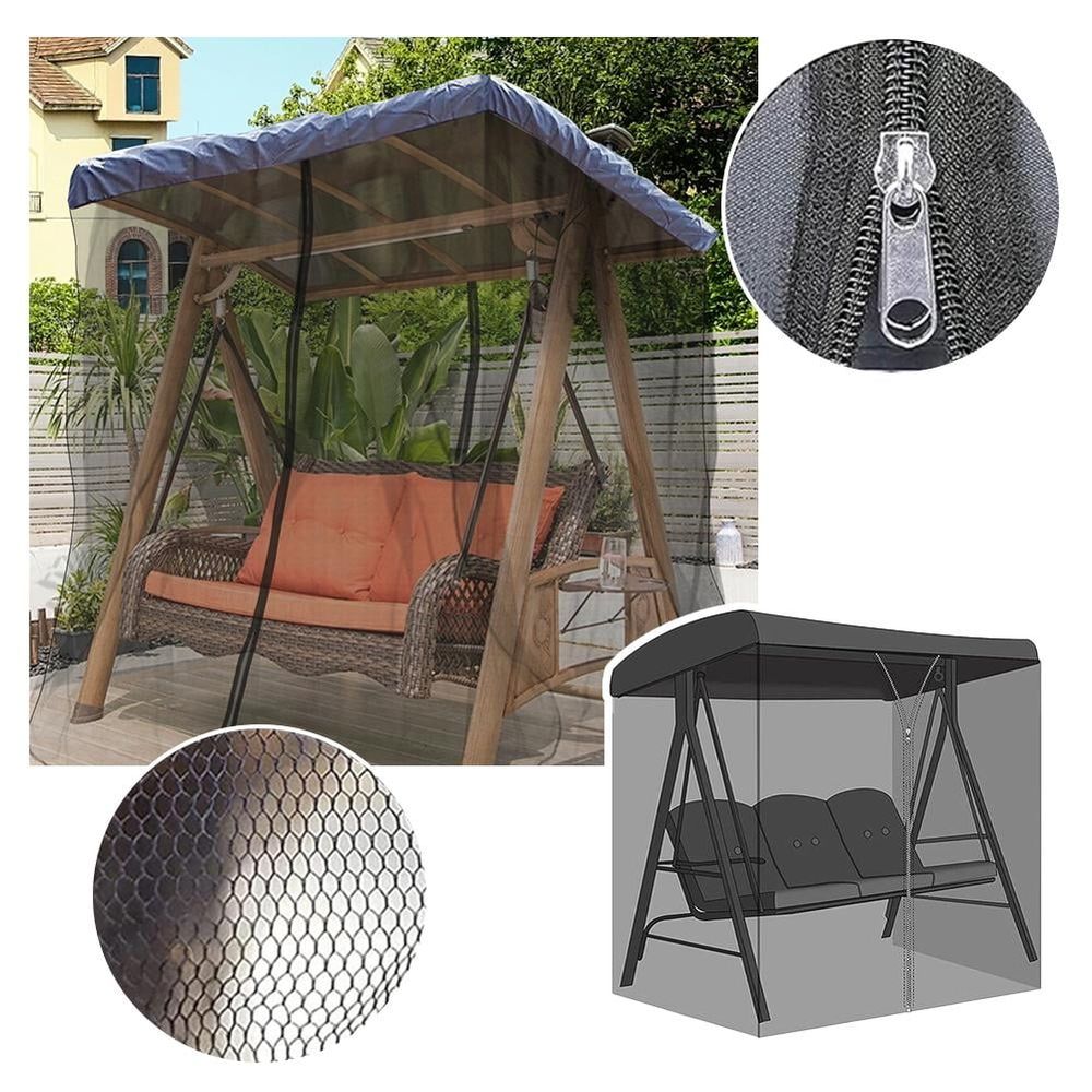 Patio Mosquito Netting for Swing Chairs, Outdoor Mosquito Screen with Zipper, Waterproof Top, Polyester Mesh Curtains for Garden Gazebo & Porch