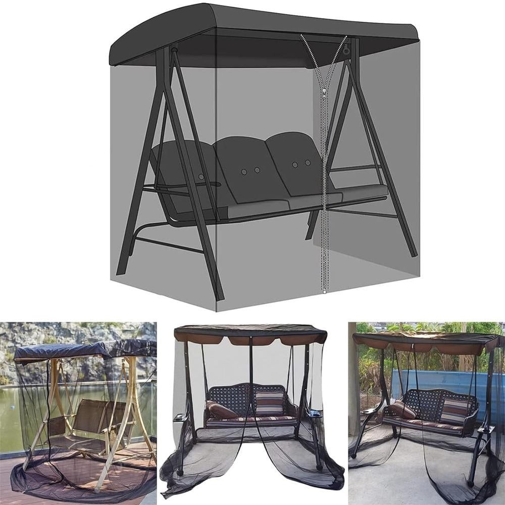 Patio Mosquito Netting for Swing Chairs, Outdoor Mosquito Screen with Zipper, Waterproof Top, Polyester Mesh Curtains for Garden Gazebo & Porch