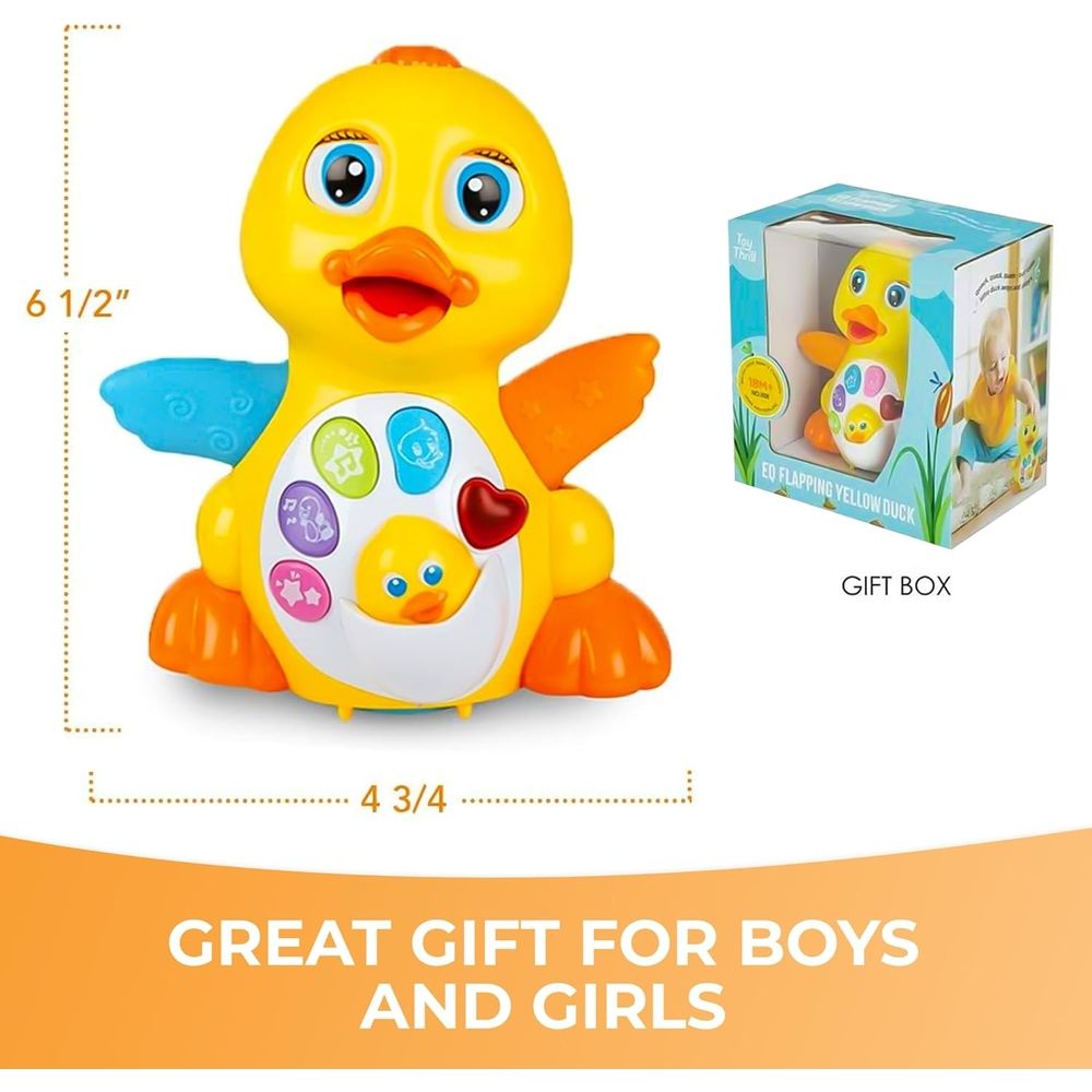 Baby Musical Duck Toy, Dancing Walking Yellow Duck - Interactive Action Learning Educational Flapping Light up Dancing Duck with Music