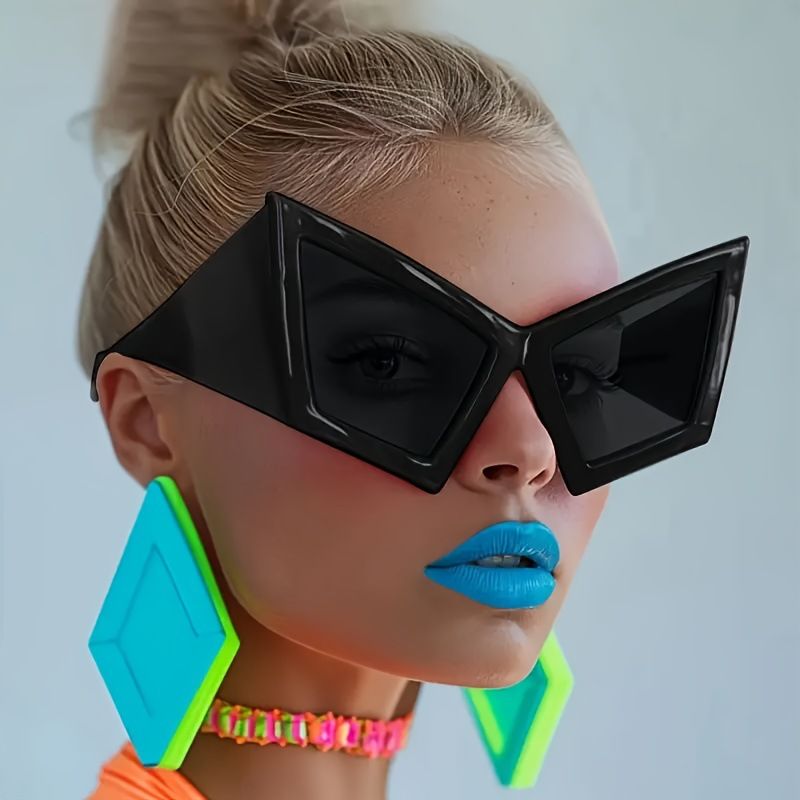 Oversized Cat Eye Fashion Glasses Personalized Retro Hiphop Beach Accessories Rose Red Party Stylish Glasses Bohemian Halloween Beach Decor Women Essential Item Great Gift Option