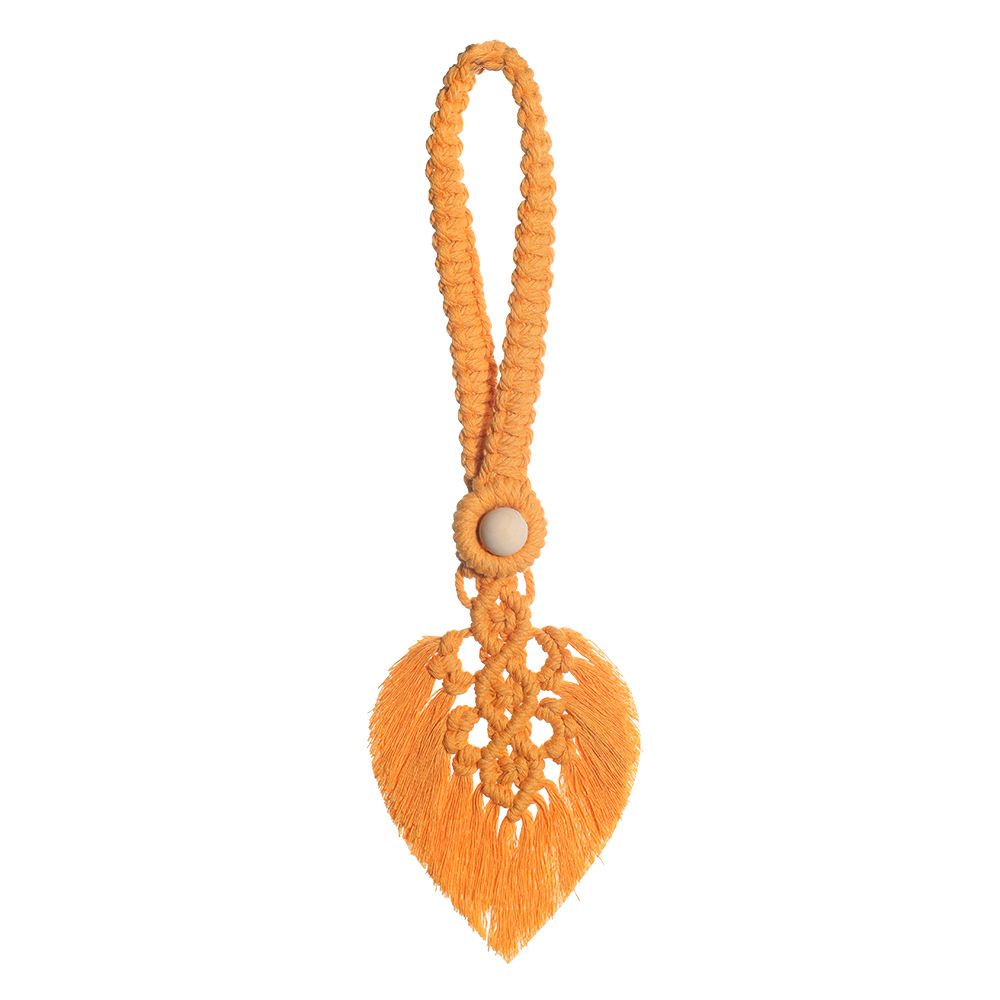2Pcs Set Bohemian Style Curtain Straps – Hand Woven Colorful Leaf Curtain Decorative Buckles, Binding Ropes, Home Soft Decoration, Hanging Ornaments, Wedding Decor(orange)