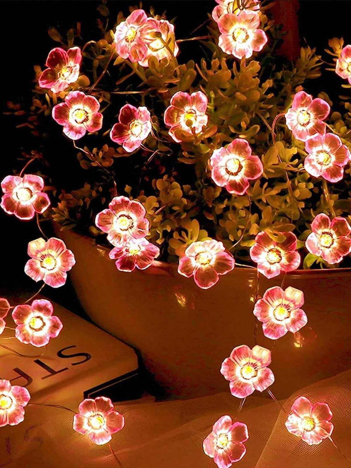 1PC LED Cherry Blossom Fairy String Lights –2M 20 LEDs Pink Decorative Battery model Lights for Bedroom, Baby Room, Weddings, Garden Party, Battery Operated, Indoor/Outdoor Festive Decor