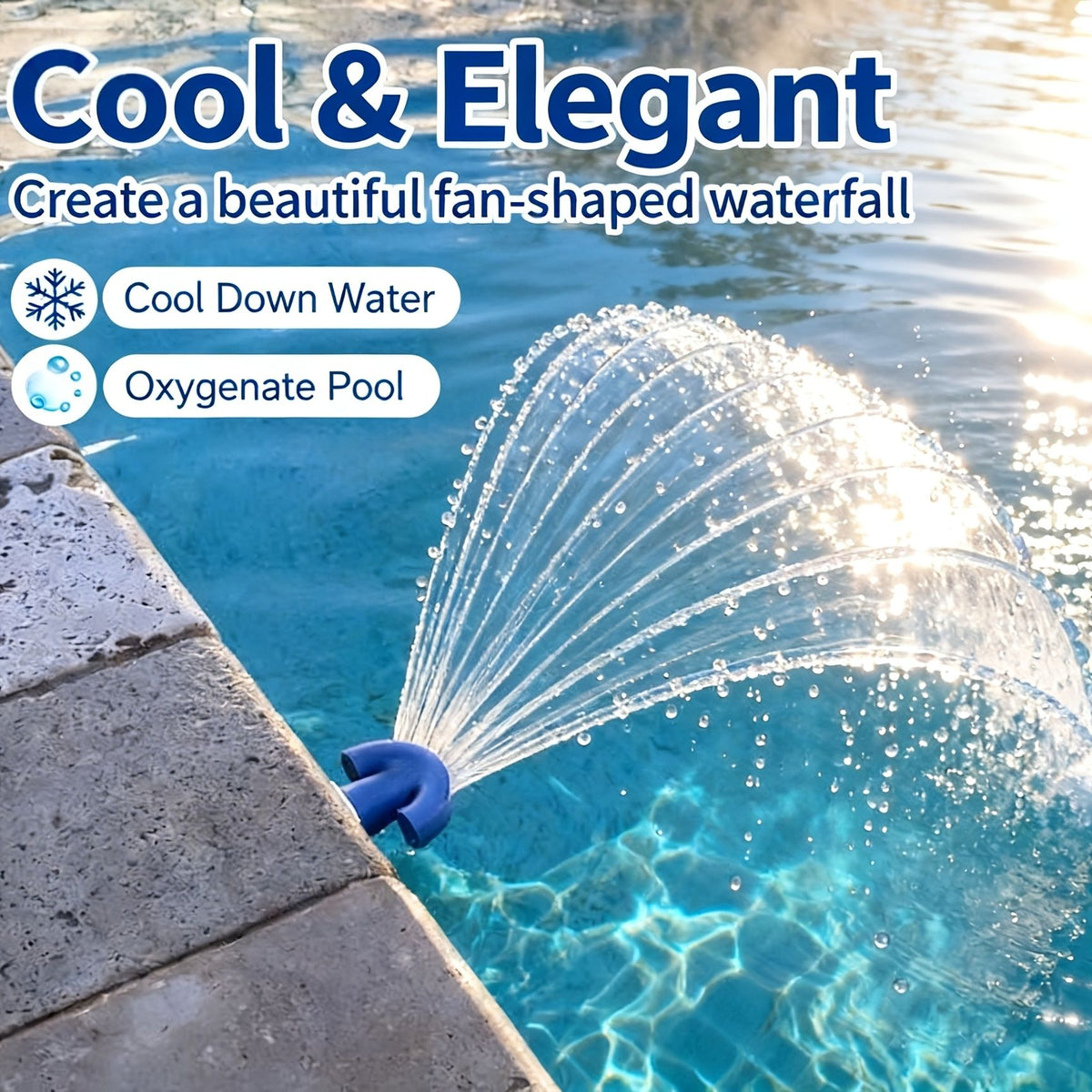 3/4 Inch Universal Swimming Pool Aeration Fountain, Cools Hot Water, Creates Waterfall Spray for Above Ground & In Ground Pools, Blue 5Pcs