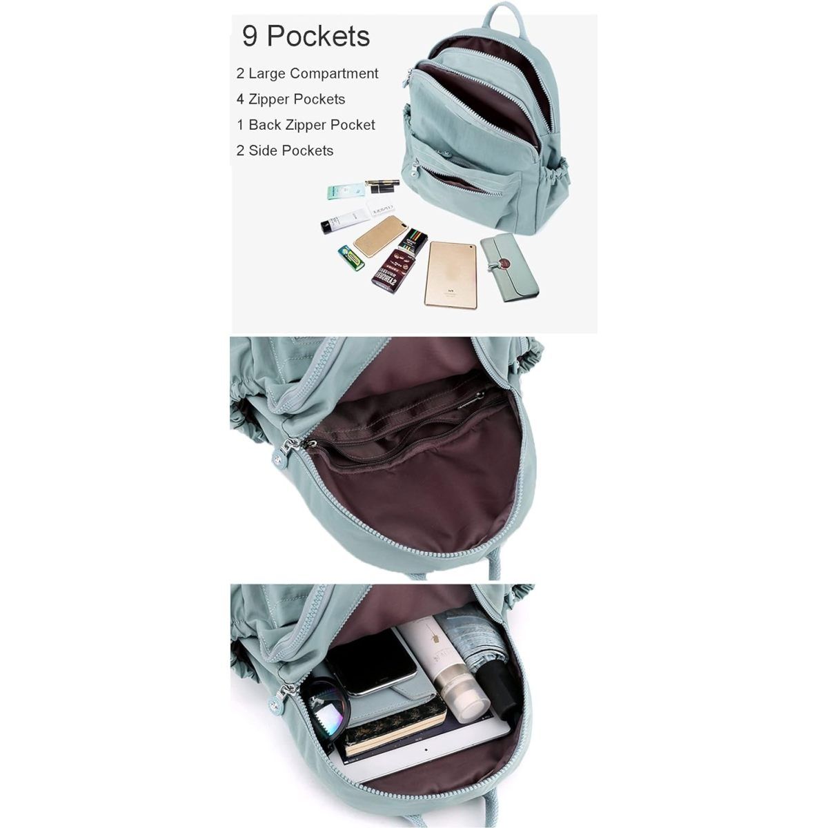 Mini Backpack Purse for Women Small Nylon Daypack for Ladies Lightweight Travel Bag Casual Shoulder Bag