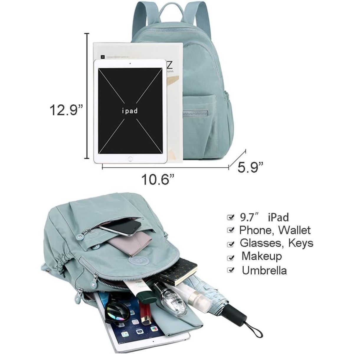 Mini Backpack Purse for Women Small Nylon Daypack for Ladies Lightweight Travel Bag Casual Shoulder Bag