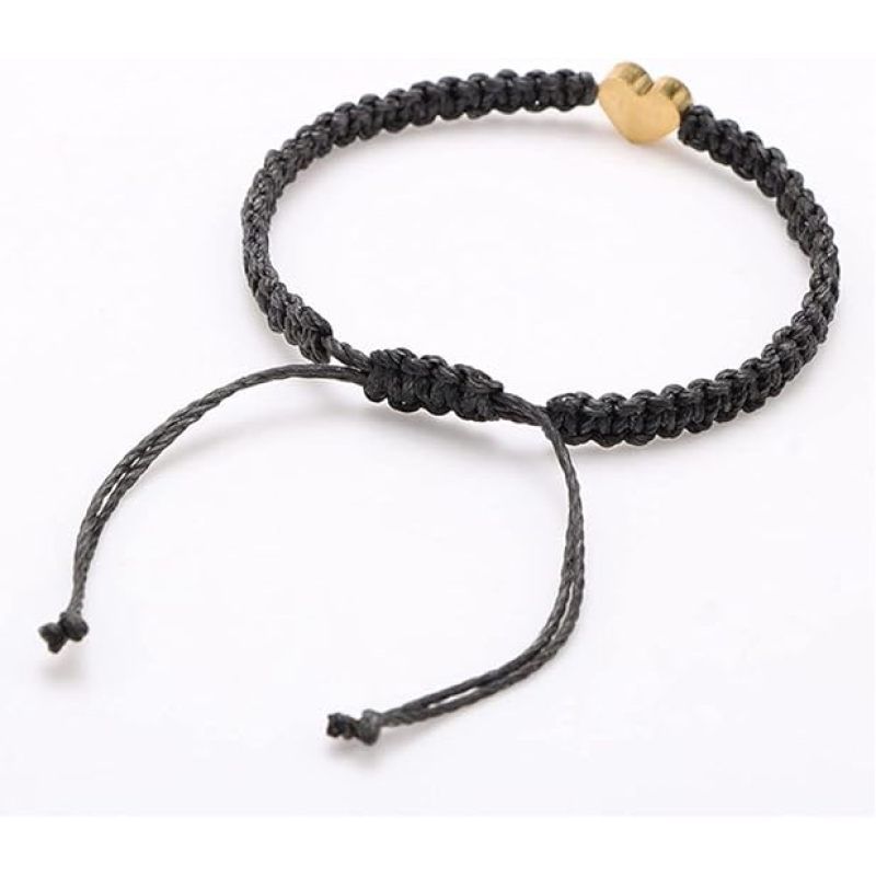 Braided Rope Letter Bracelet Initial Letter Heart Bracelet Charm For Women Handmade Adjustable Alphabet Link Wristband Jewelry