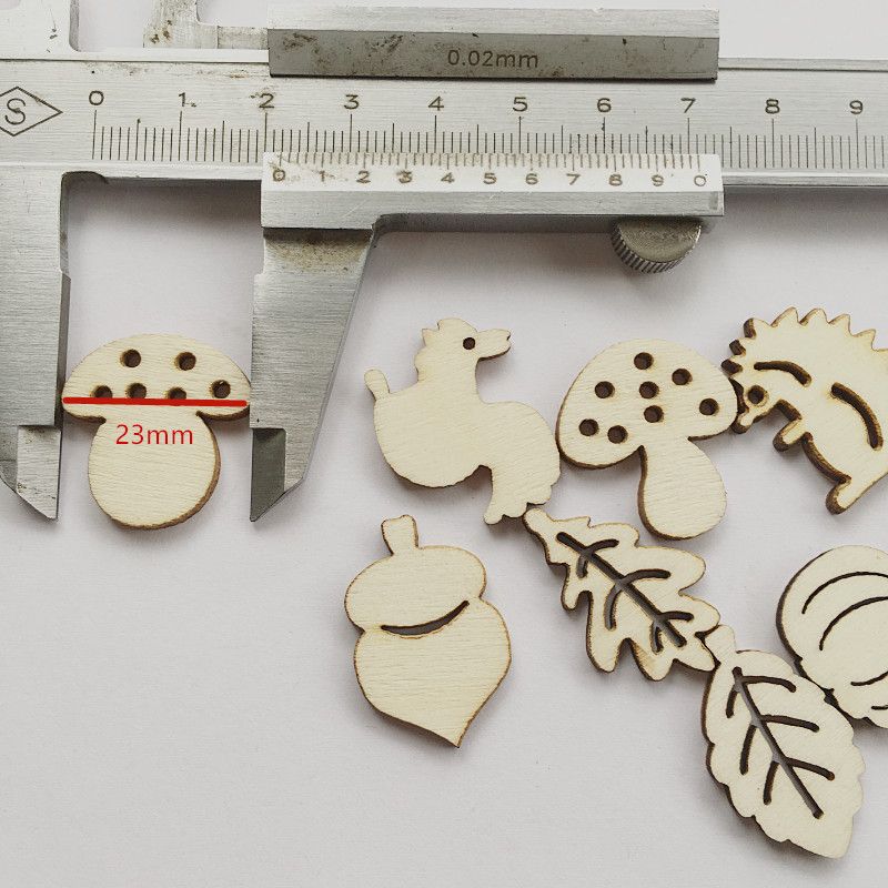 100Pcs Wooden Embellishments,Mushroom Squirrel Shape Wooden Cutouts Wooden Scrapbooking DIY Handmade Crafts Children Graffiti Home