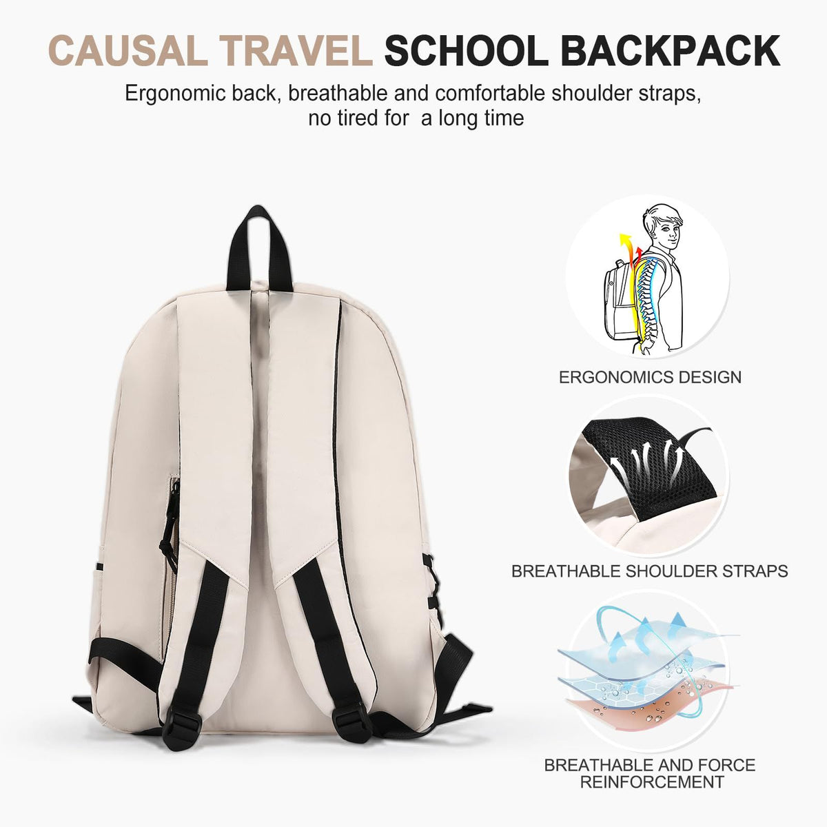 School Backpack for Girls,Waterproof High School Bookbag Cute Backpack for Teens Boys Simple School Bag College Backpack