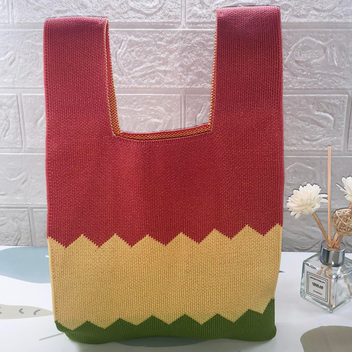 Women's Knit Wrist Bag, Fashionable and Minimalist Small Handbag, Portable Canvas Bag, Suitable for Shopping, Work, School