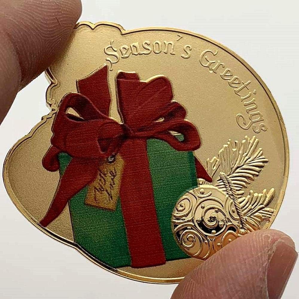 Coin Collection Commemorative Coin The American Christmas Color Bell Lifetime Embossed Santa Claus Gift Gold Plated Memorial