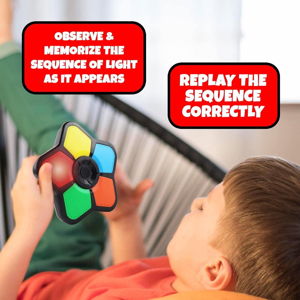 Electronic Memory Game with Lights and Sounds, Handheld Memory Game for Kids, Mind-Sharpening Brain Games for Kids and Adults