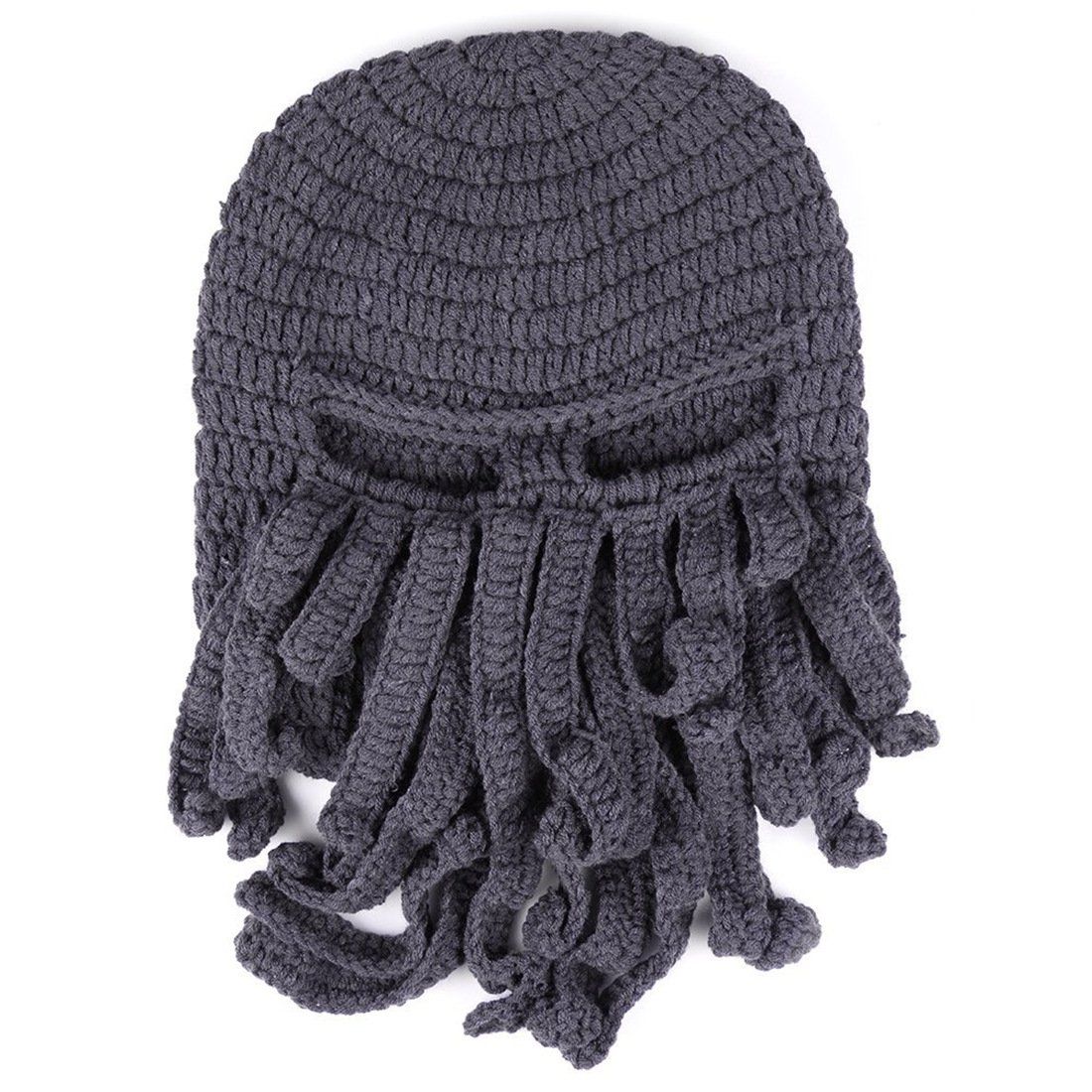 Warm Octopus Tentacle Mask Hat Knitted Funny Beard Cap Ski Mask for Men Women Cosplay Party Gift Pirate Hats Bearded Caps