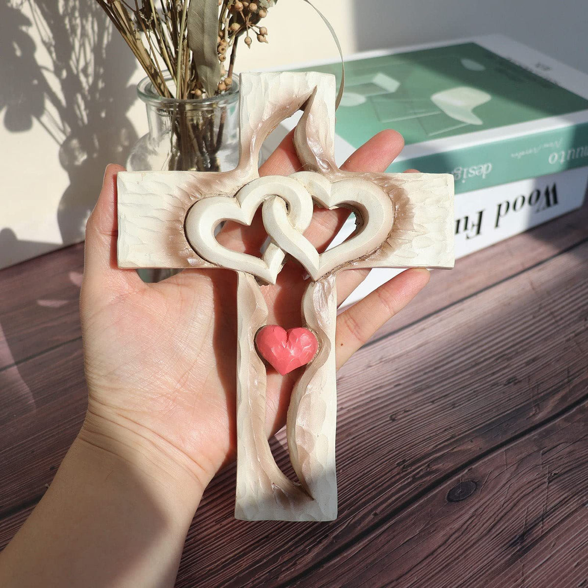 Carved Cross, Cross Wall Decor, Resin Love Cross, Never Separates Love Cross, Great Christian Gift, Wall Art Gift,6.88×5.23 Inches