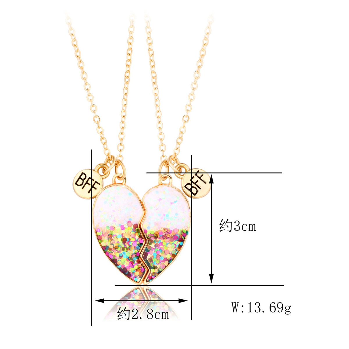 Necklace for 2 Magnetic Split Heart Necklaces Set Friendship Gifts Matching Pendant for your friend or sister on party