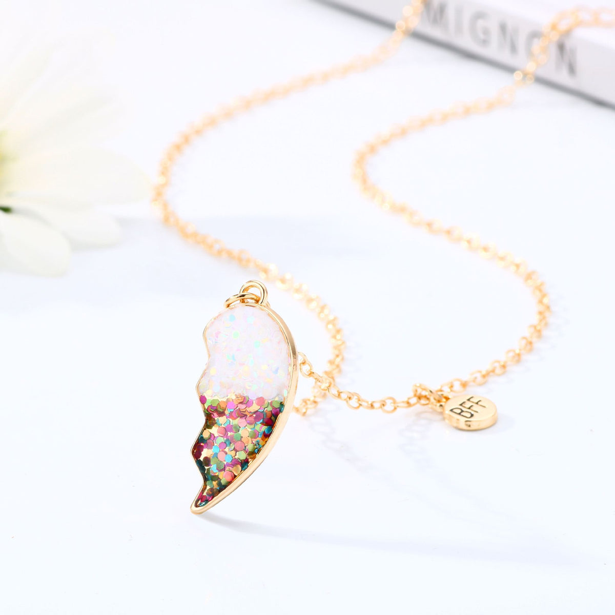 Necklace for 2 Magnetic Split Heart Necklaces Set Friendship Gifts Matching Pendant for your friend or sister on party