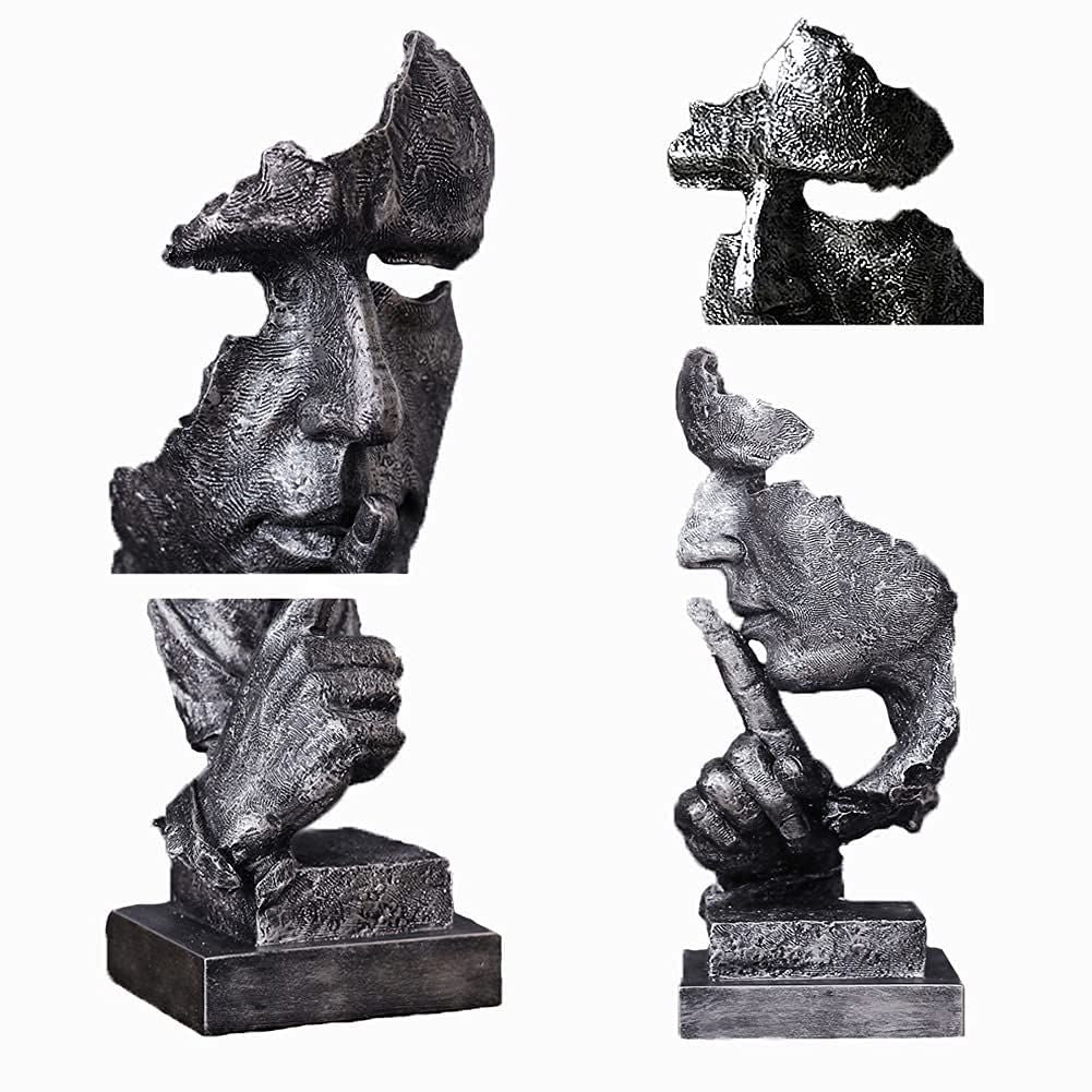 Golden Statue Modern Mens Creative Office Home Room Decorations Sculpture Friends Bookshelf Decorative 4.7 x 4.3 x 13.7in(Silver)