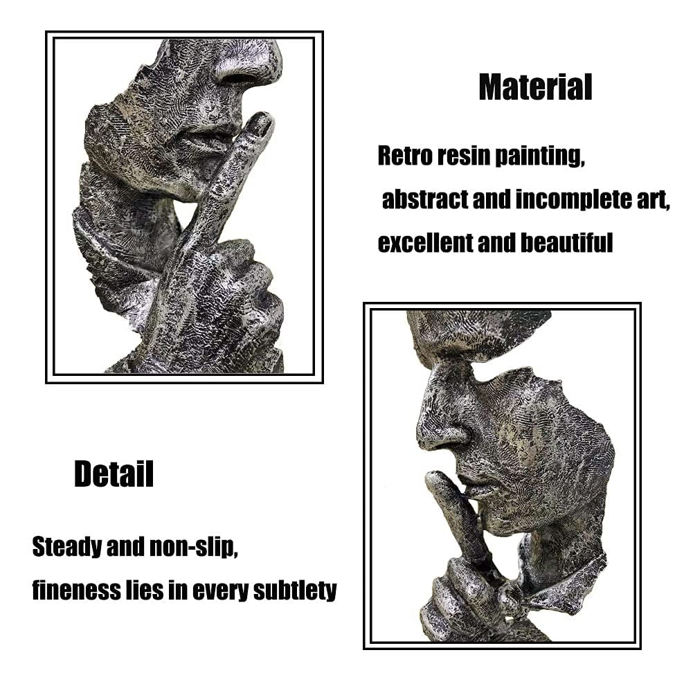 Golden Statue Modern Mens Creative Office Home Room Decorations Sculpture Friends Bookshelf Decorative 4.7 x 4.3 x 13.7in(Silver)