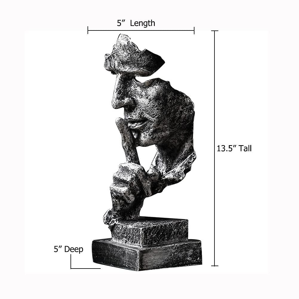 Golden Statue Modern Mens Creative Office Home Room Decorations Sculpture Friends Bookshelf Decorative 4.7 x 4.3 x 13.7in(Silver)