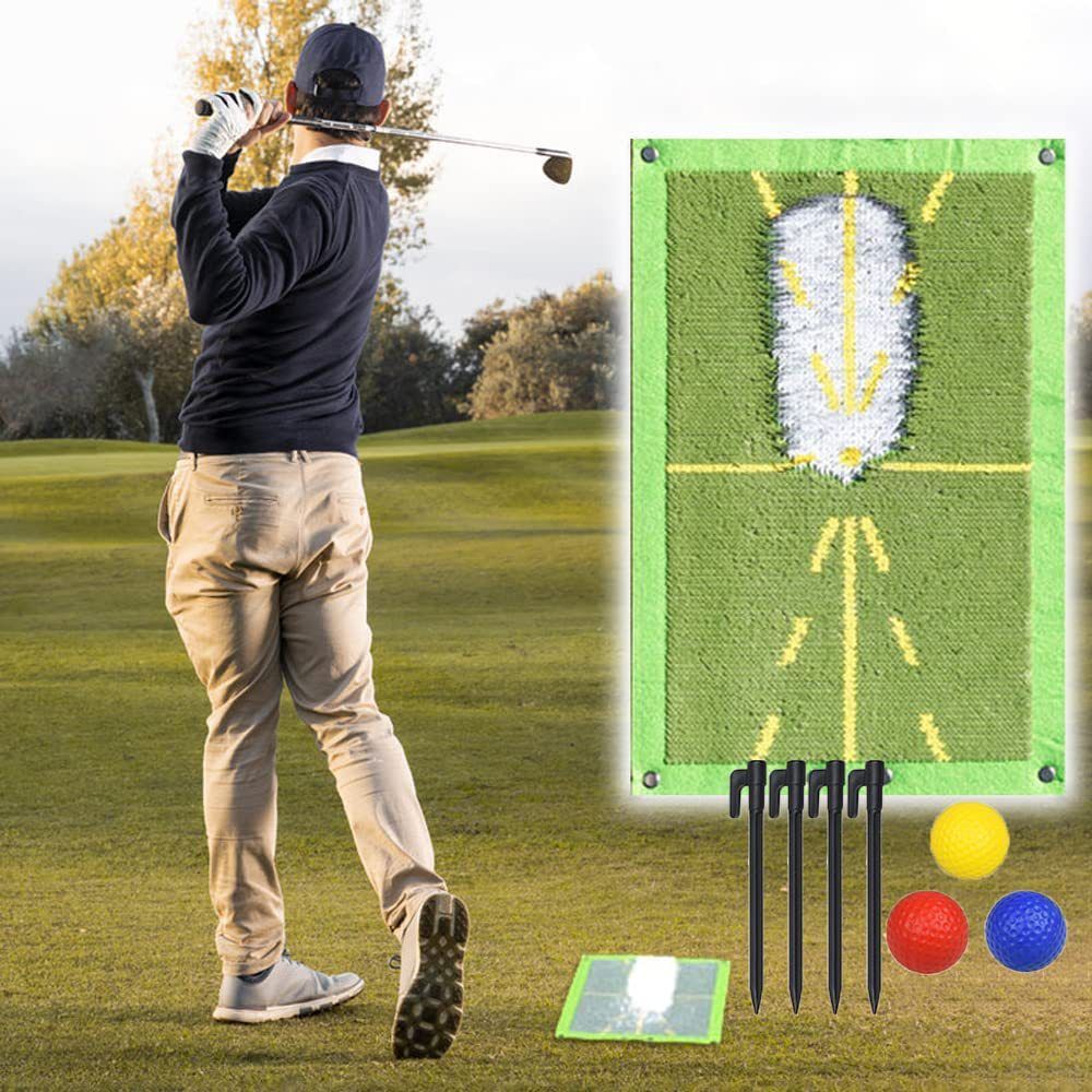 Golf Training Mat,Golf Hitting Mat Portable Turf Grass Mat Analysis Swing Path and Correct Hitting Posture Golf Training Aids