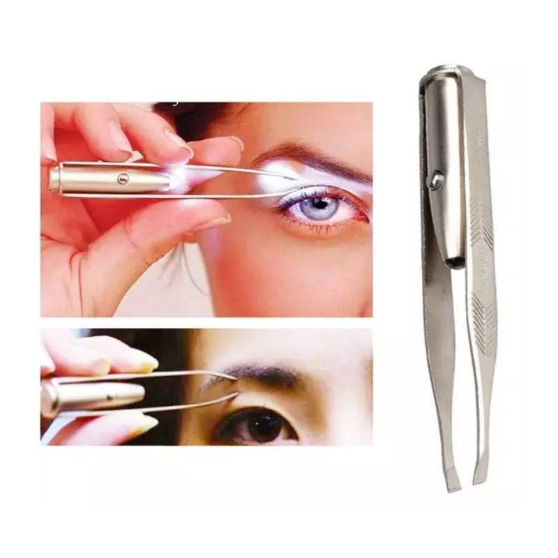 Tweezers with LED Light. Eyebrow and Eyelash Hair Removal Tool. Pluck & Trim Unwanted Hairs. Illuminate Dark Areas