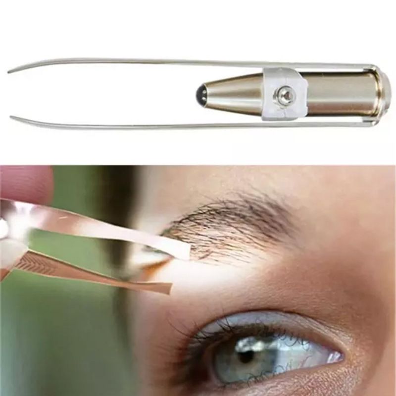 Tweezers with LED Light. Eyebrow and Eyelash Hair Removal Tool. Pluck & Trim Unwanted Hairs. Illuminate Dark Areas