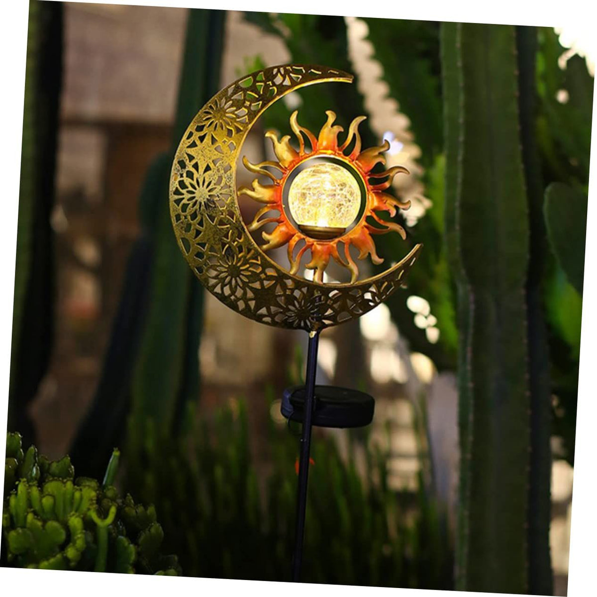 Light Garden Solar Lights Glass Decor Exterior Solar Lights Solar Garden Lights Solar Garden Decor Moon Garden Light Sun Garden