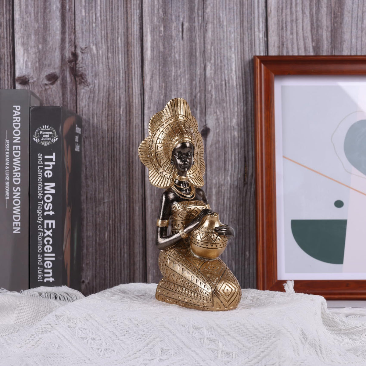 Unique African Lady Statues with Rich Tribal Essence,Sculptures for Home Decor,Weddings and Holidays,Exquisite Handcrafted
