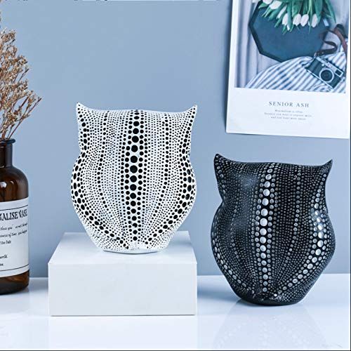 Owl Decor Statue Sculpture for Home,Sculpture Minimalist Style Crafts Gift for Friend or Family, Animal Lovers (Black+White)