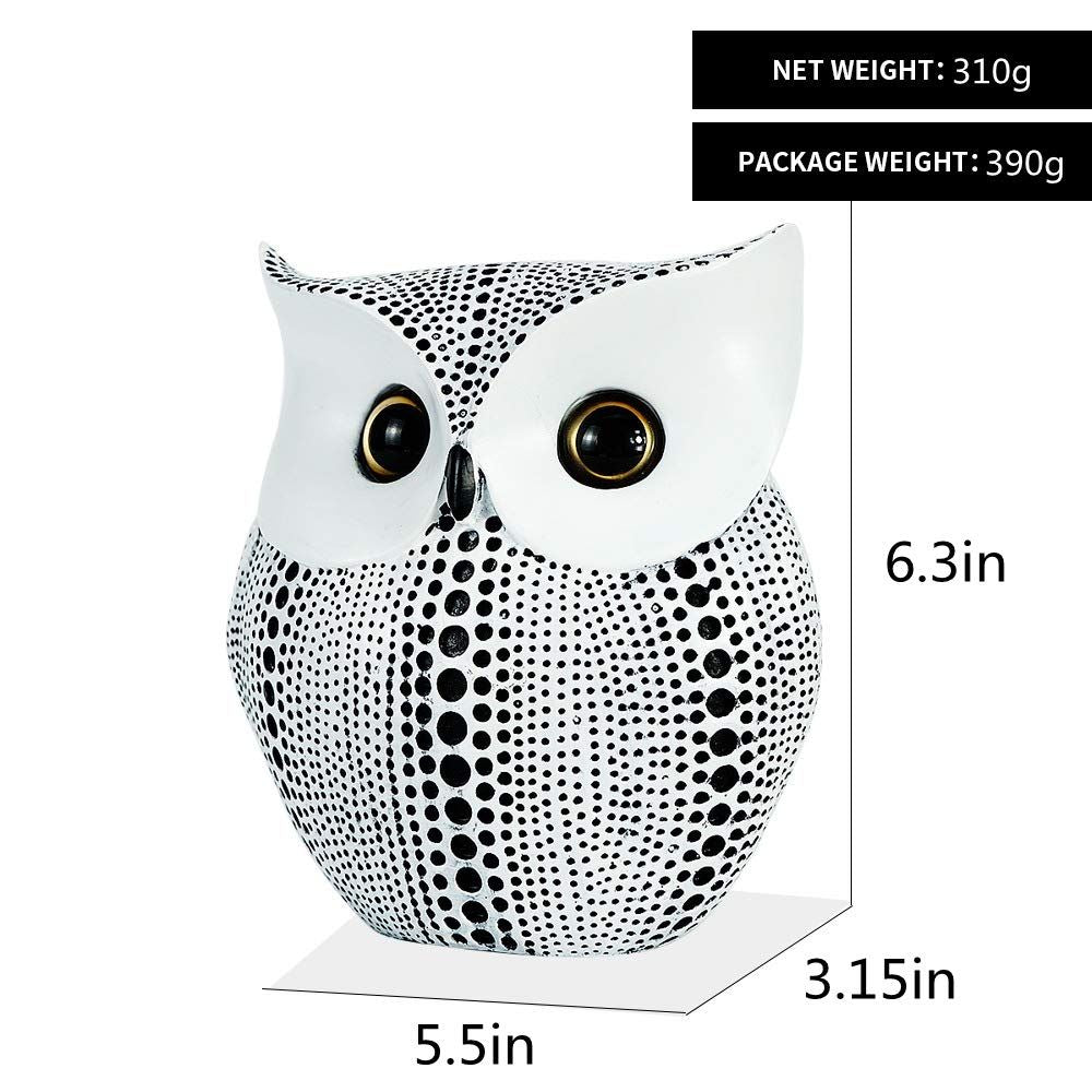 Owl Decor Statue Sculpture for Home,Sculpture Minimalist Style Crafts Gift for Friend or Family, Animal Lovers (Black+White)