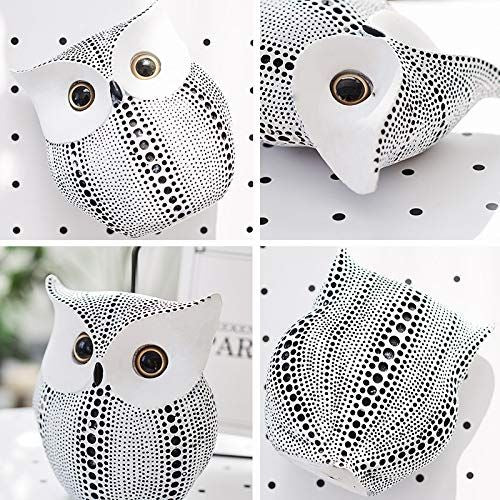 Owl Decor Statue Sculpture for Home,Sculpture Minimalist Style Crafts Gift for Friend or Family, Animal Lovers (Black+White)