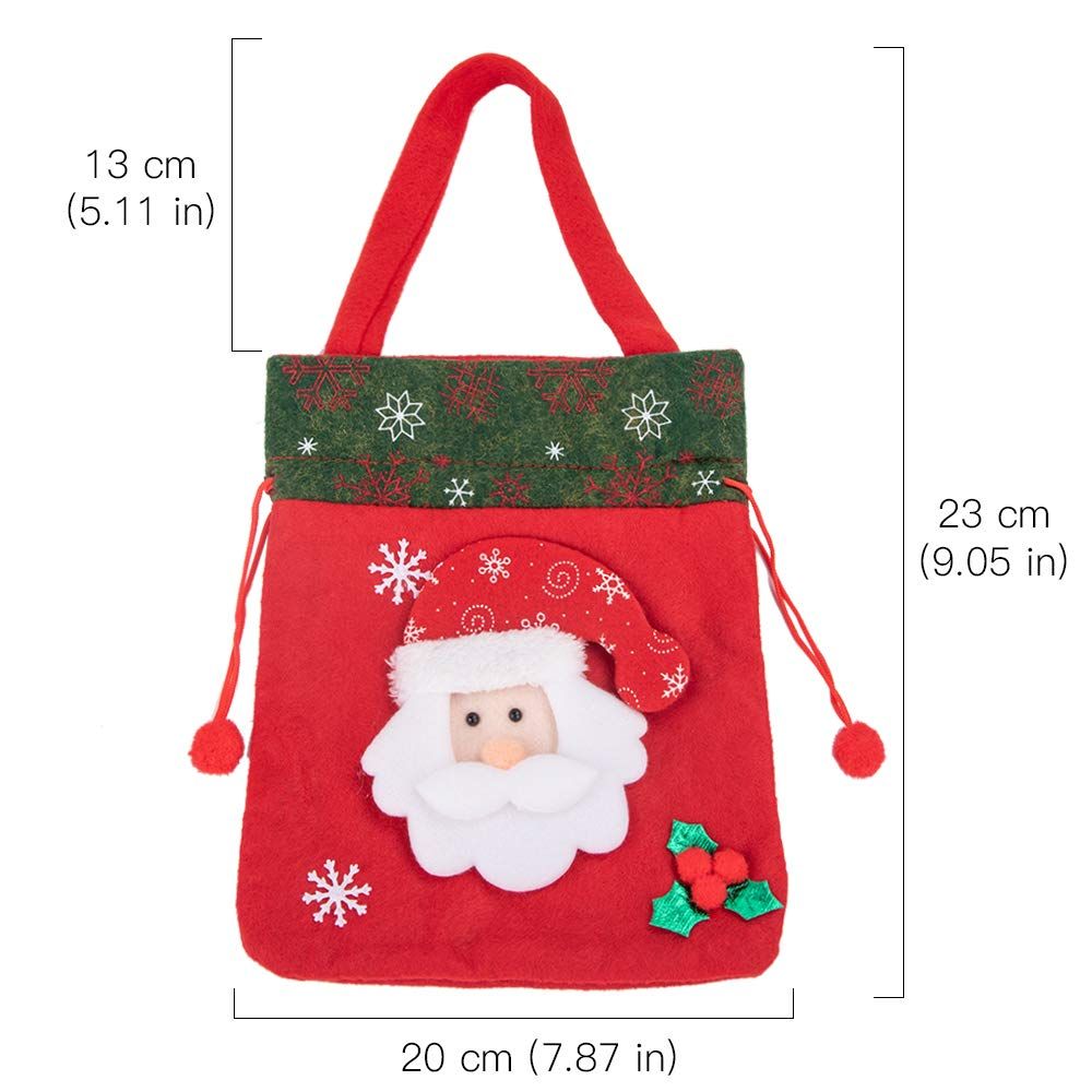 Christmas Gift Bags 4 Pack Christmas Candy Bags 3D Design Xmas Present Bags for Christmas Decorations Christmas Gifts for Kids
