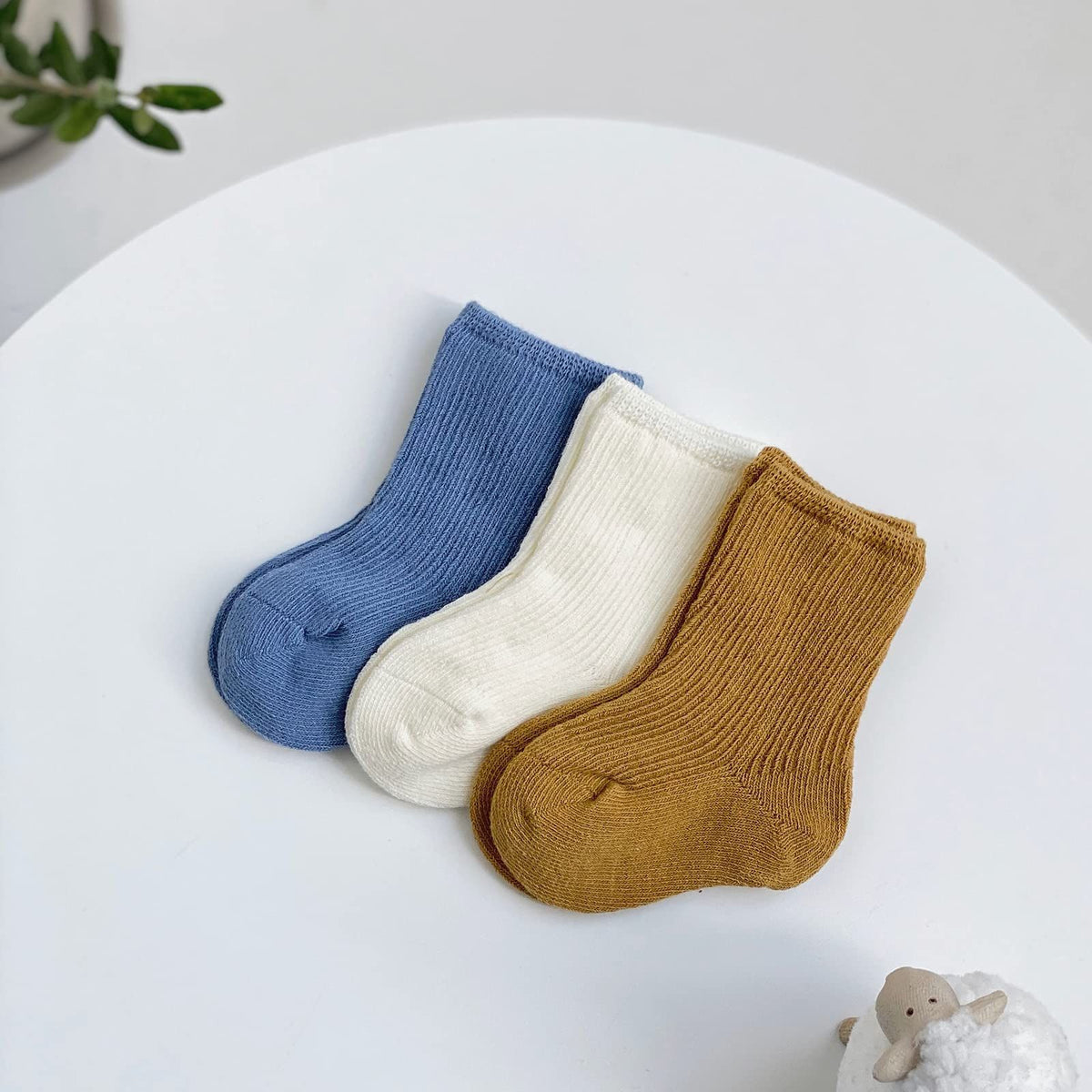 9 pairs Toddler Socks Unisex Baby Crew Socks for Infant Boys Girls Stretchy Cotton Socks Kids 0-36 Months