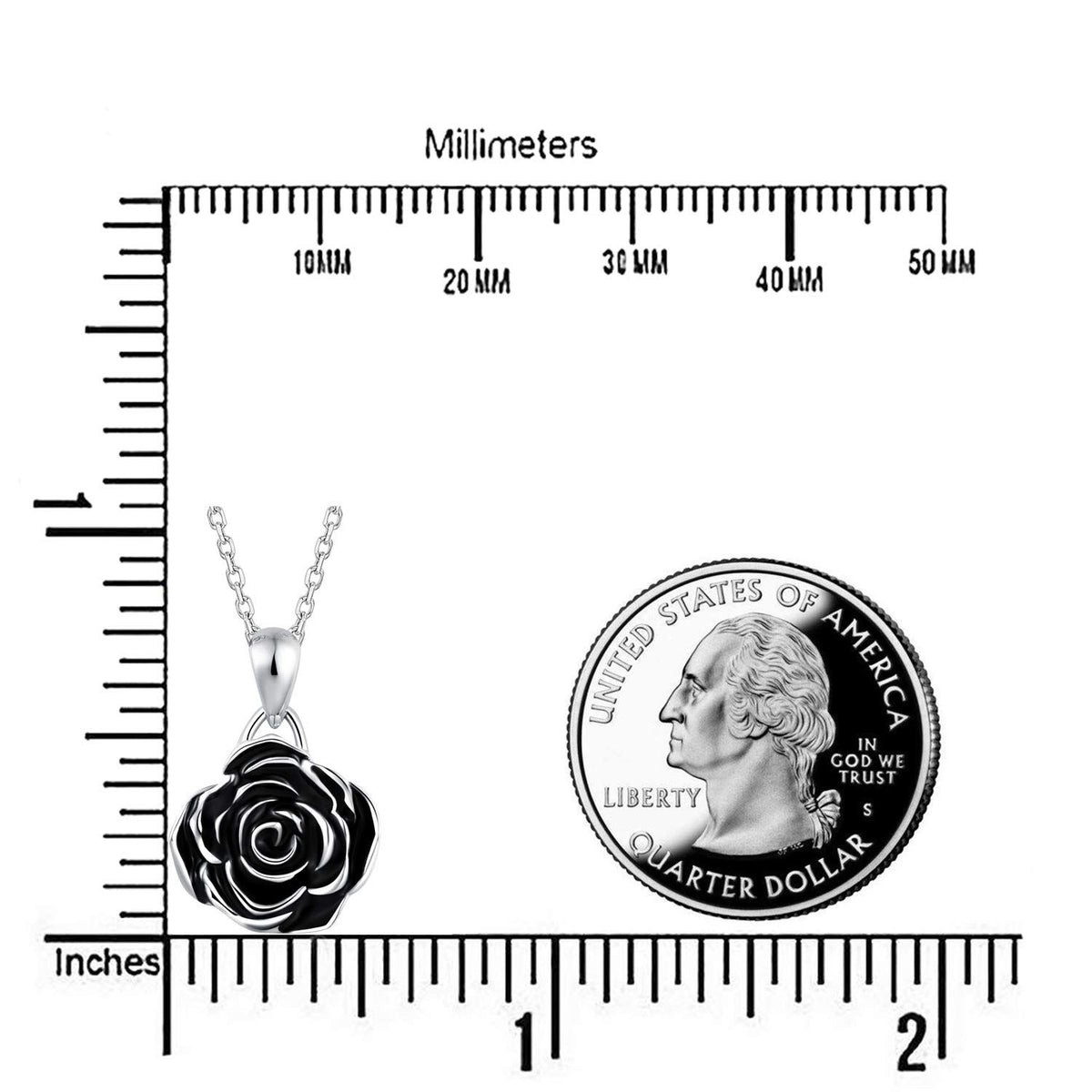 Silver Rose Flower Necklace Rose Pendant Necklaces Jewelry Gifts for Women Girls Black rose necklace symbolizes nobleness