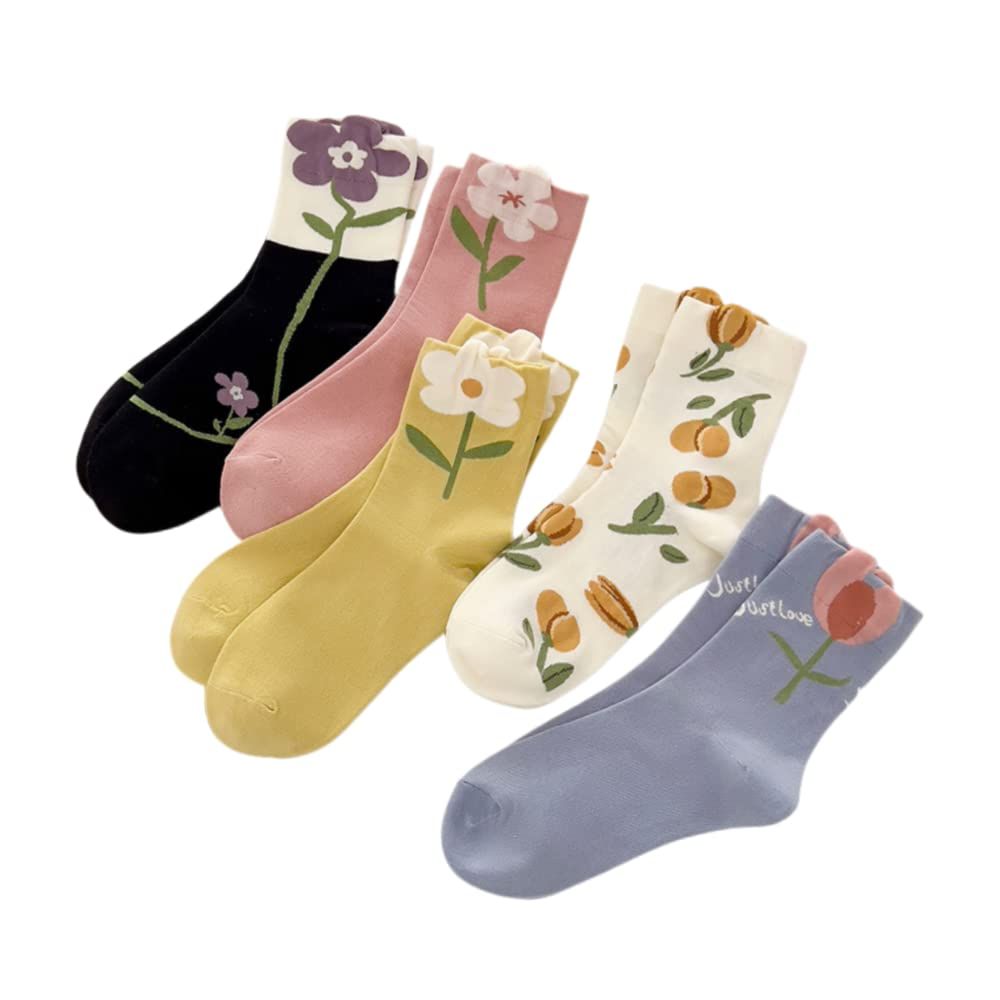 5 pairs Cute Cotton Socks for Women and Girls, 5 Pairs Socks for Sports and Daily Wear fit for sports and daily wear