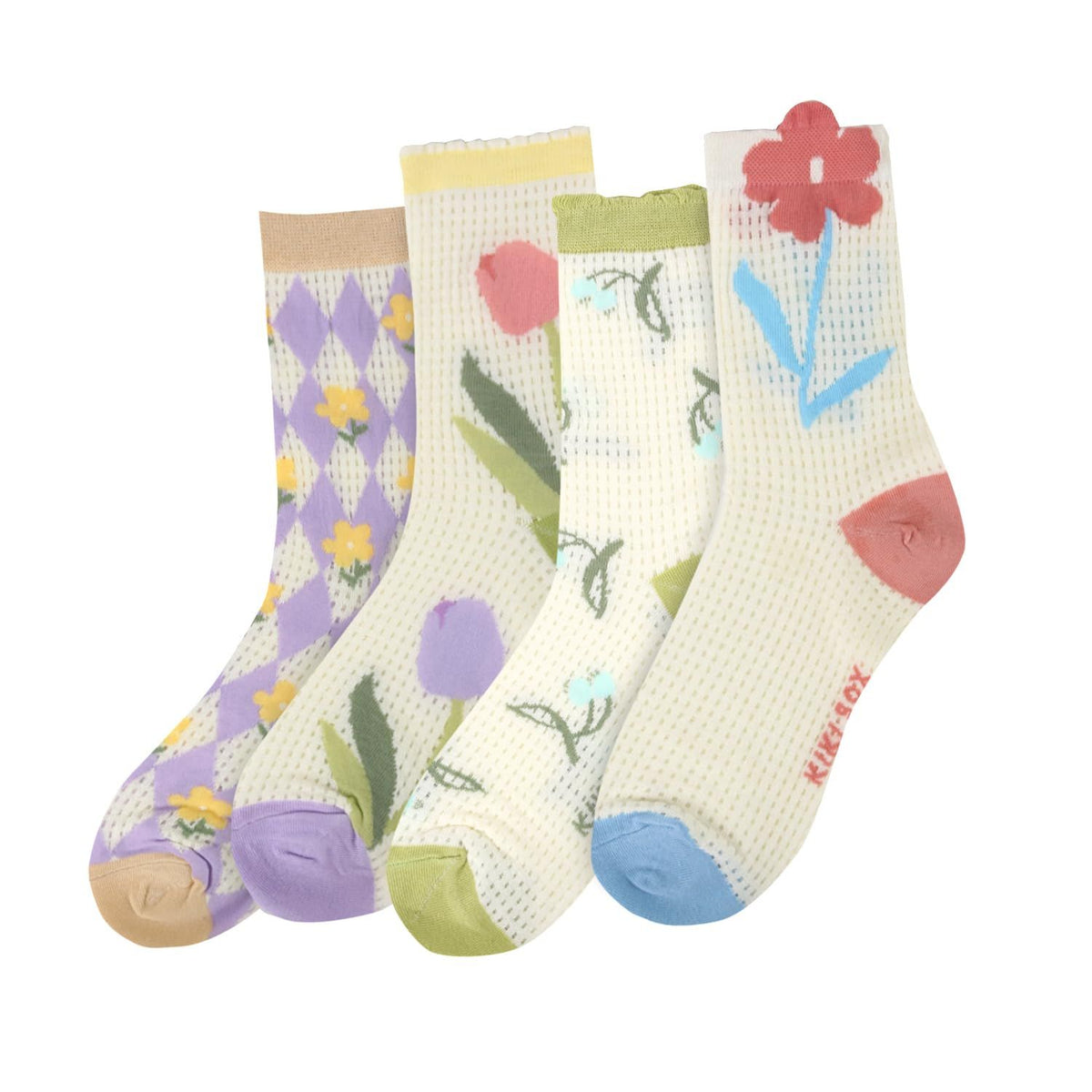 4 Pairs Sox Womens Novelty Funny Crew Socks Girls Cute Animal Colorful Floral Patterned Silly Funky Casual Cotton Socks