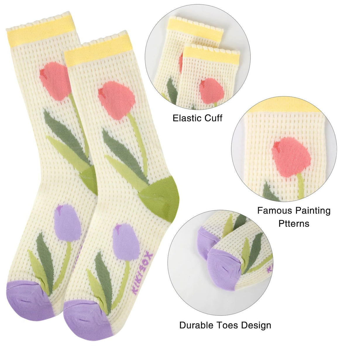 4 Pairs Sox Womens Novelty Funny Crew Socks Girls Cute Animal Colorful Floral Patterned Silly Funky Casual Cotton Socks