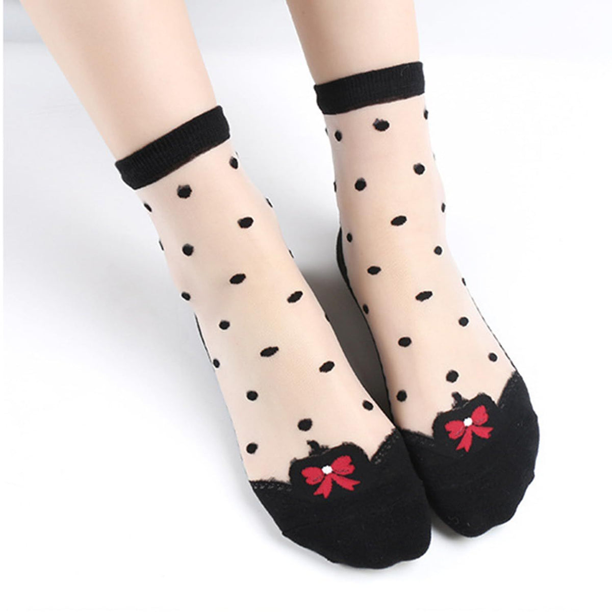 5 pairs Womens Sheer Mesh Crew Socks Girls Cute Lace Nylon Transparent Ultrathin Novelty See Through Ankle Socks