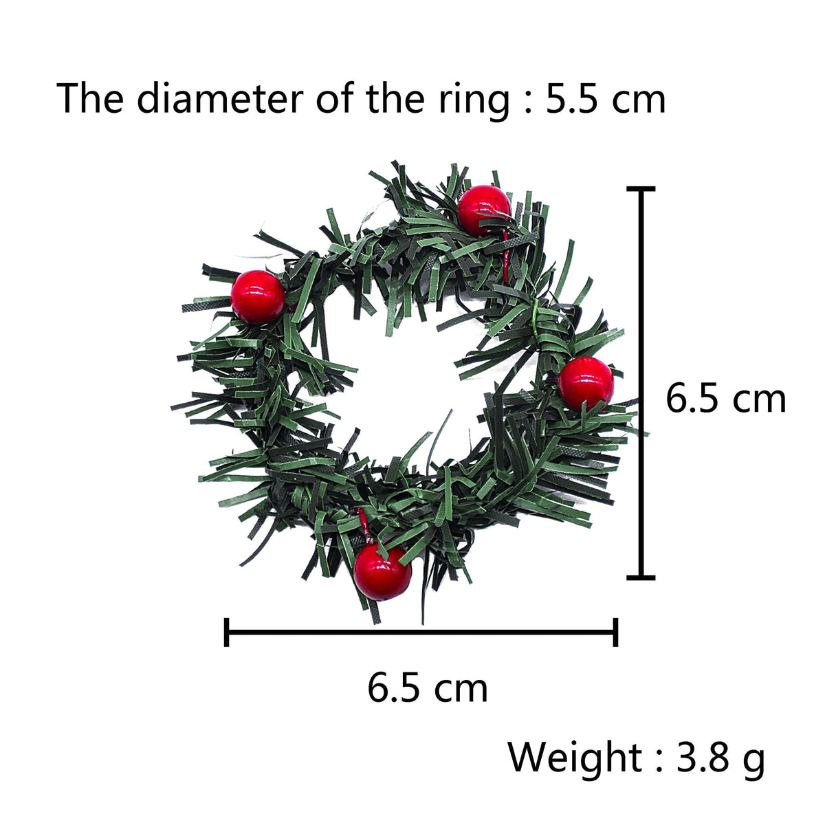 Christmas Napkin Rings Set of 4, Pine Needles Wreath with Red Berry Napkin Holder for Winter, Family Gathering, Banquet