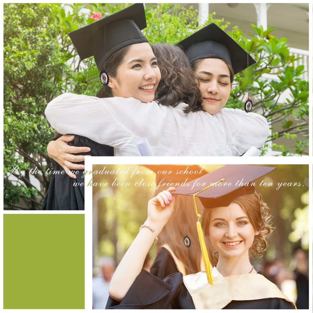 4 Pieces Graduation Cap Tassel Memorial Photo Charm Graduation Gift DIY in Memory Charms Gift for Graduate Memorial Photo