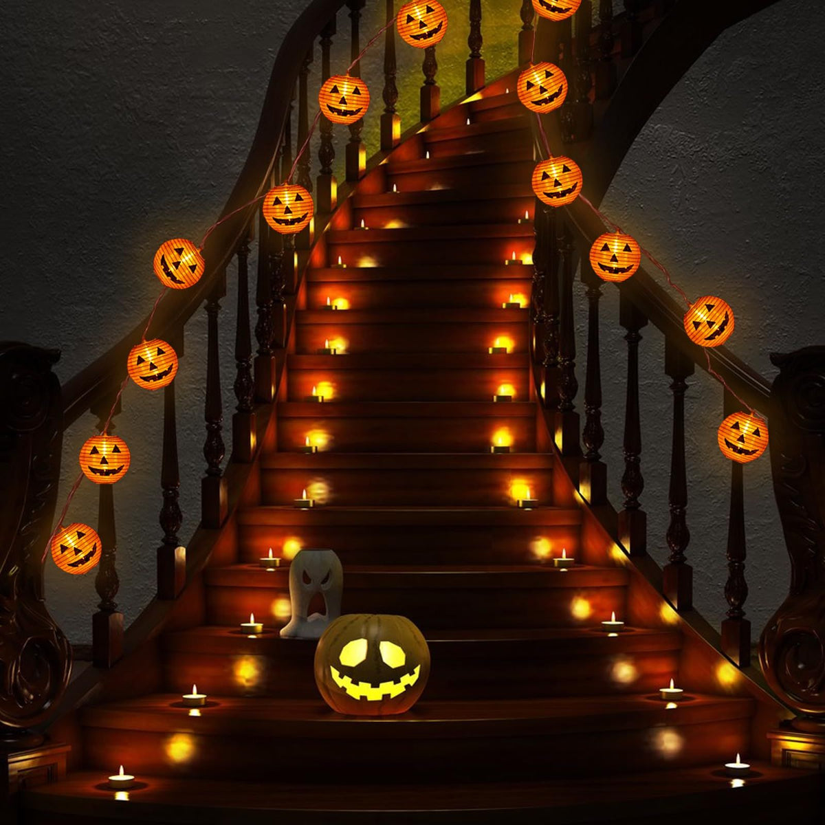 Fall and Halloween Decorations 1.5 meters with 10 lights Halloween String Lights with Lantern Plug in Outdoor Used for Window